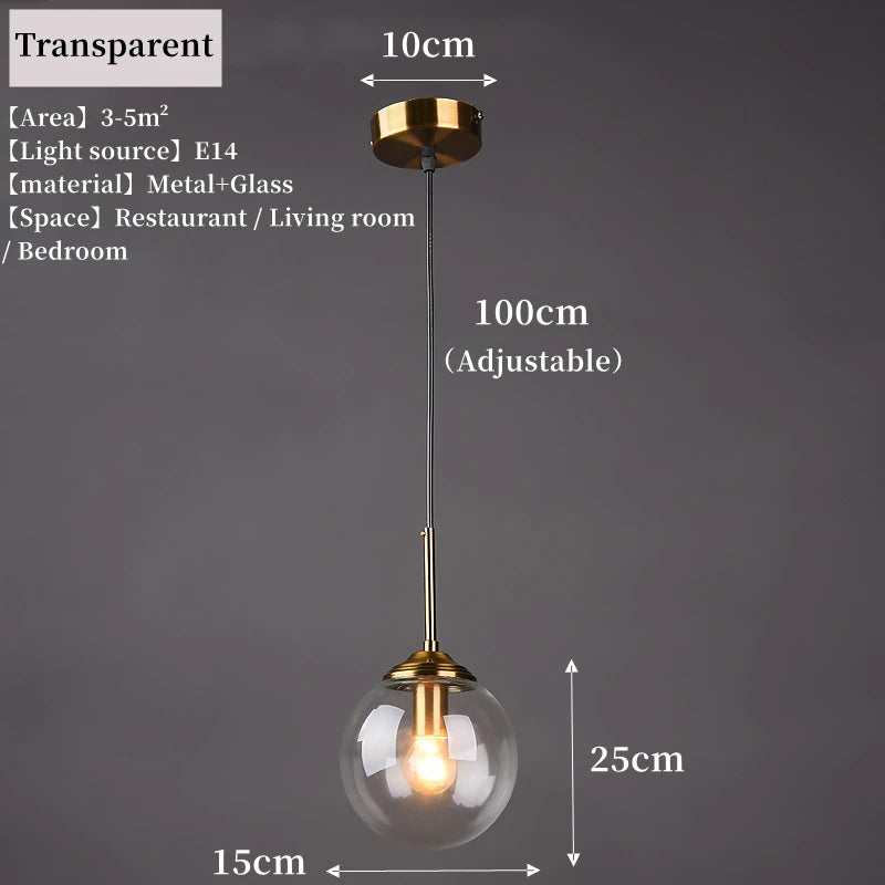 Nordic Glass Pendant Light – Minimalist LED Chandelier for Living & Dining Spaces