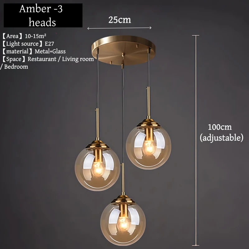 Nordic Glass Pendant Light – Minimalist LED Chandelier for Living & Dining Spaces