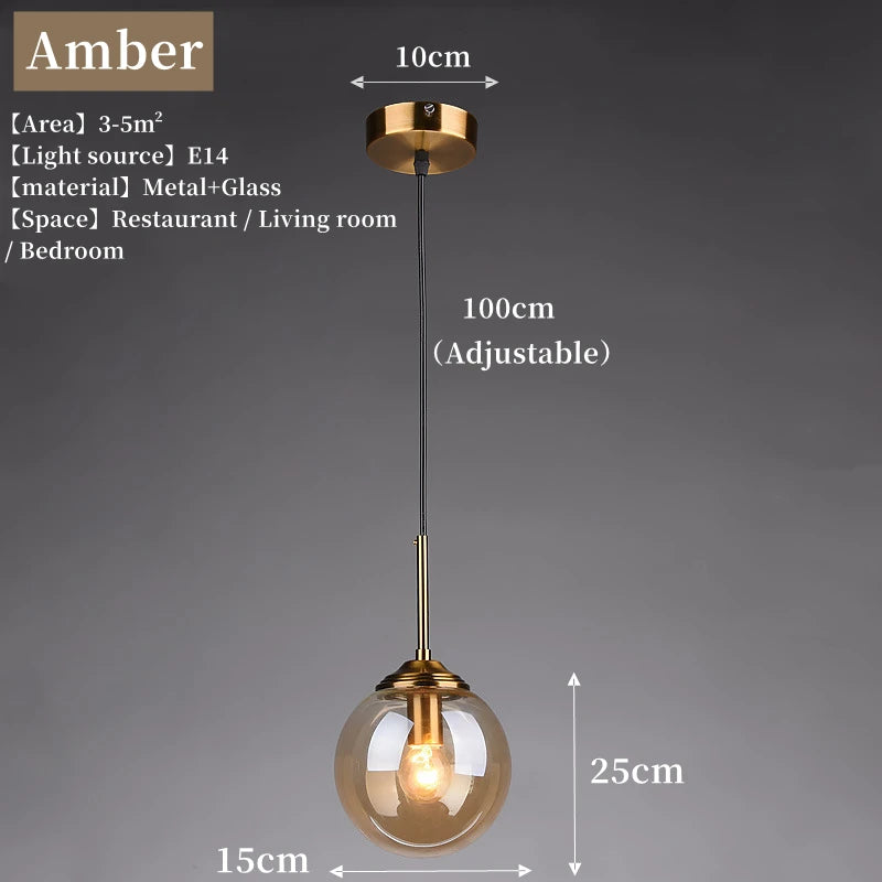 Nordic Glass Pendant Light – Minimalist LED Chandelier for Living & Dining Spaces