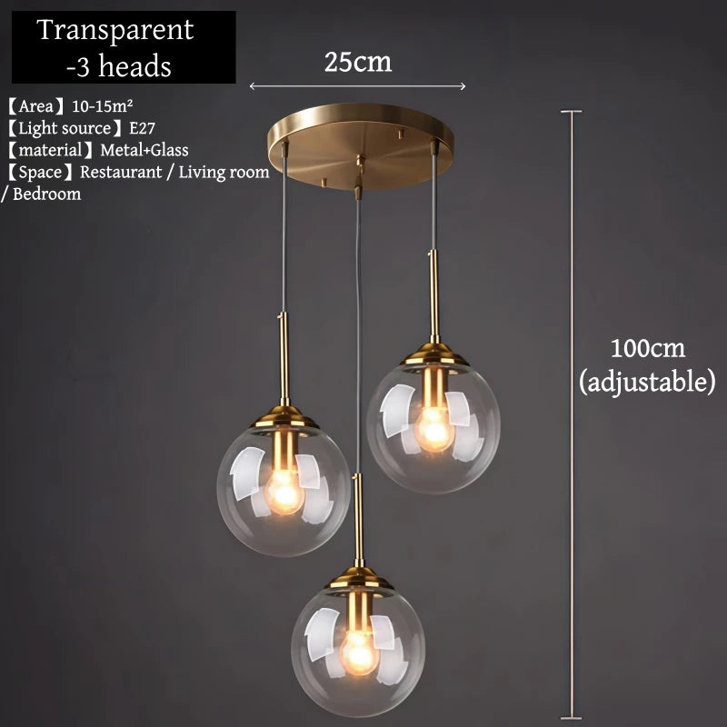 Nordic Glass Pendant Light – Minimalist LED Chandelier for Living & Dining Spaces