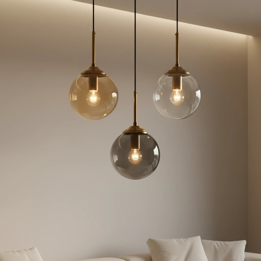 Nordic Glass Pendant Light – Minimalist LED Chandelier for Living & Dining Spaces
