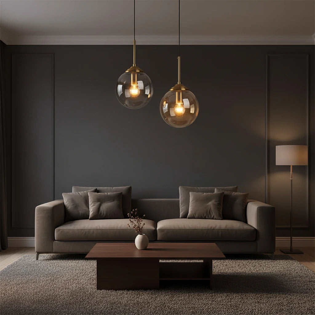 Nordic Glass Pendant Light – Minimalist LED Chandelier for Living & Dining Spaces
