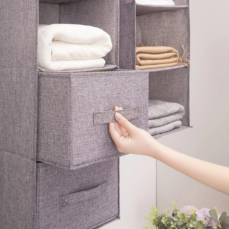 Portable Wardrobe Hanging Storage Bag Drawer Style Washable Wardrobe Organizer Box