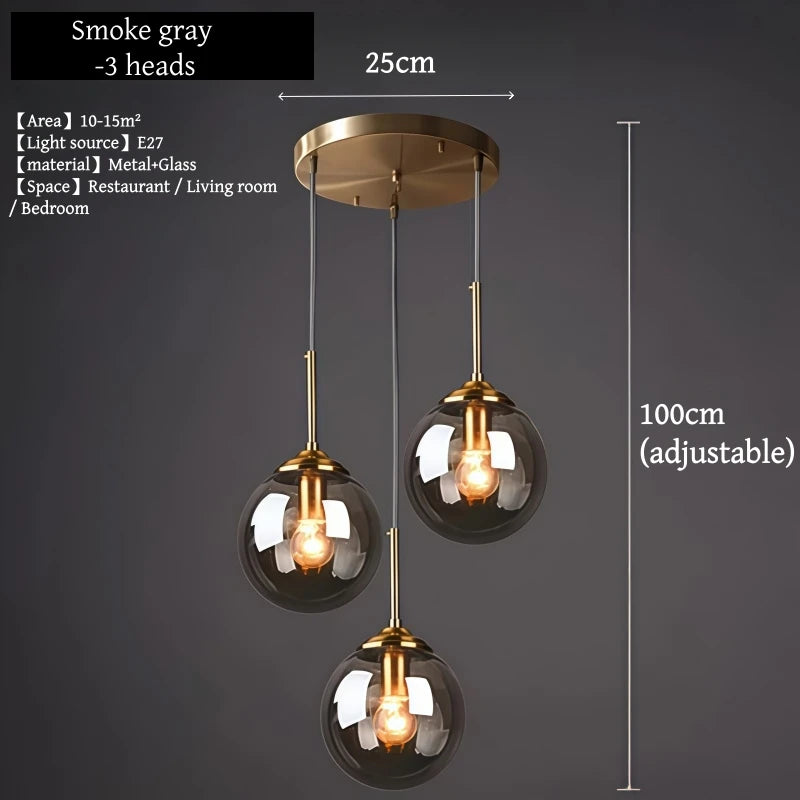 Nordic Glass Pendant Light – Minimalist LED Chandelier for Living & Dining Spaces