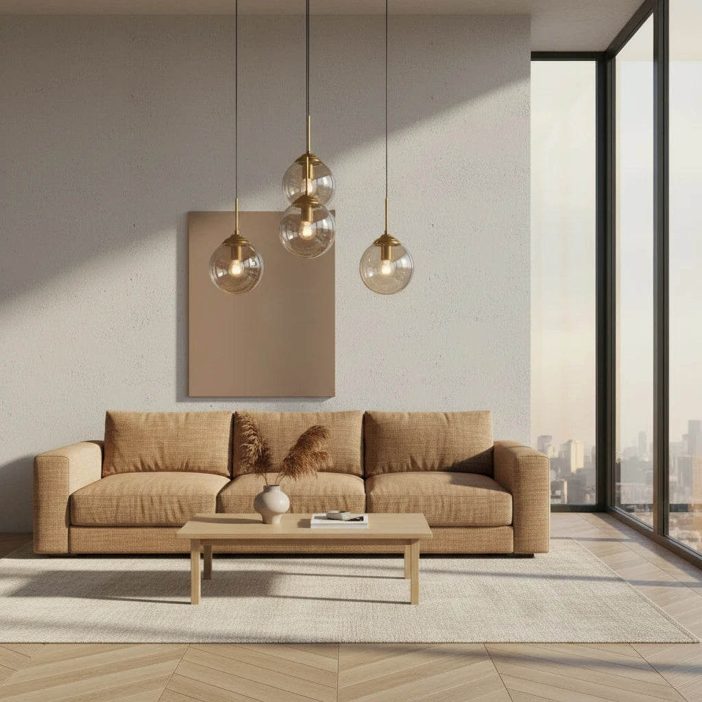 Nordic Glass Pendant Light – Minimalist LED Chandelier for Living & Dining Spaces