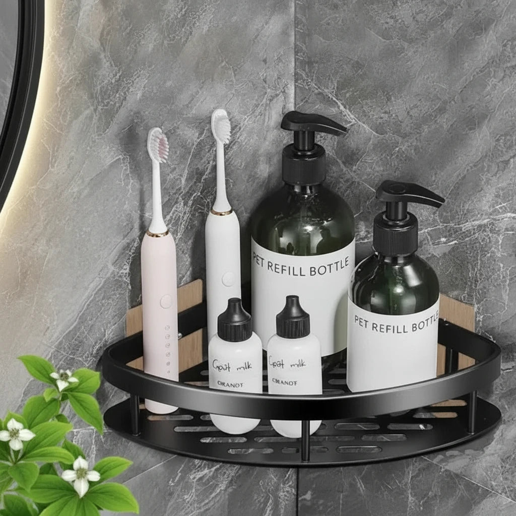 No-Drill Corner Shelf for Small Bathrooms