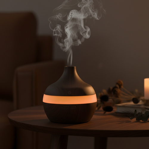 Aroma diffuser dark moody living room