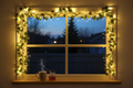 Ivy fairy lights framing a window