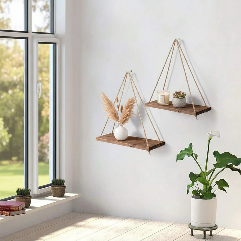Wooden Rope Shelf Lifestyle